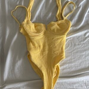 Monday Swim clovelly one piece in crinkle yellow